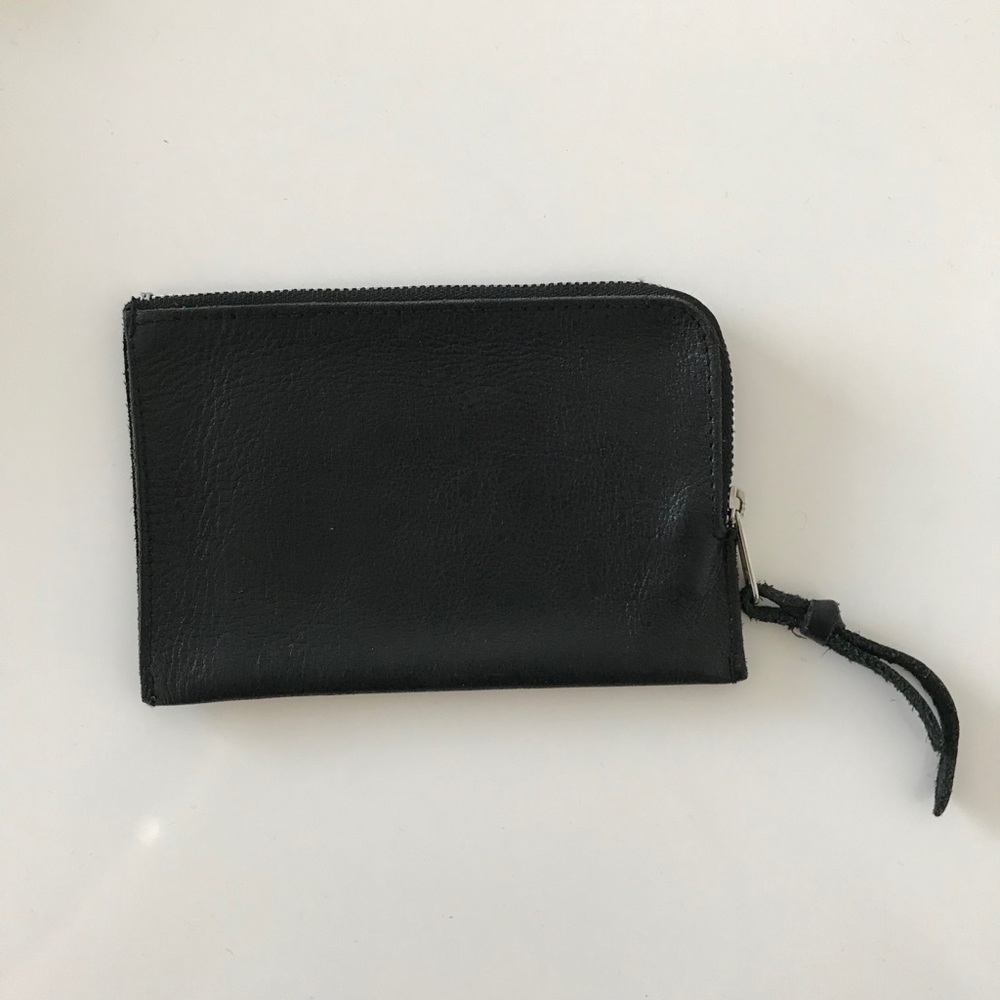 Black leather card wallet
